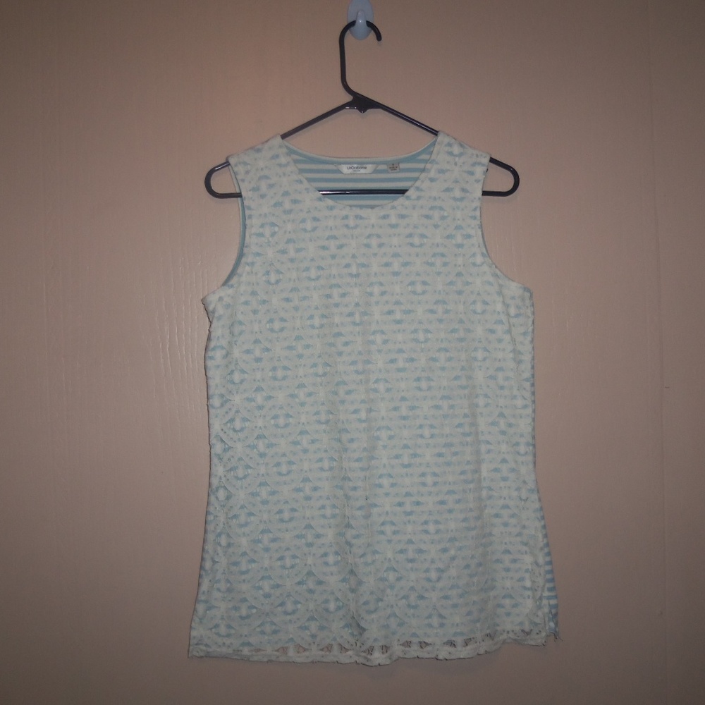 liz claiborne Baby Blue White Shirt Size Small